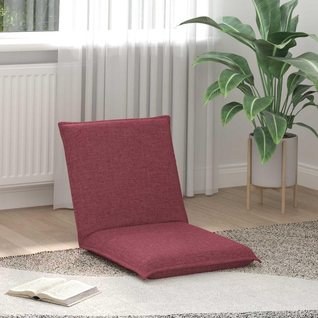 Adjustable Floor Footstool Burgundy Fabric