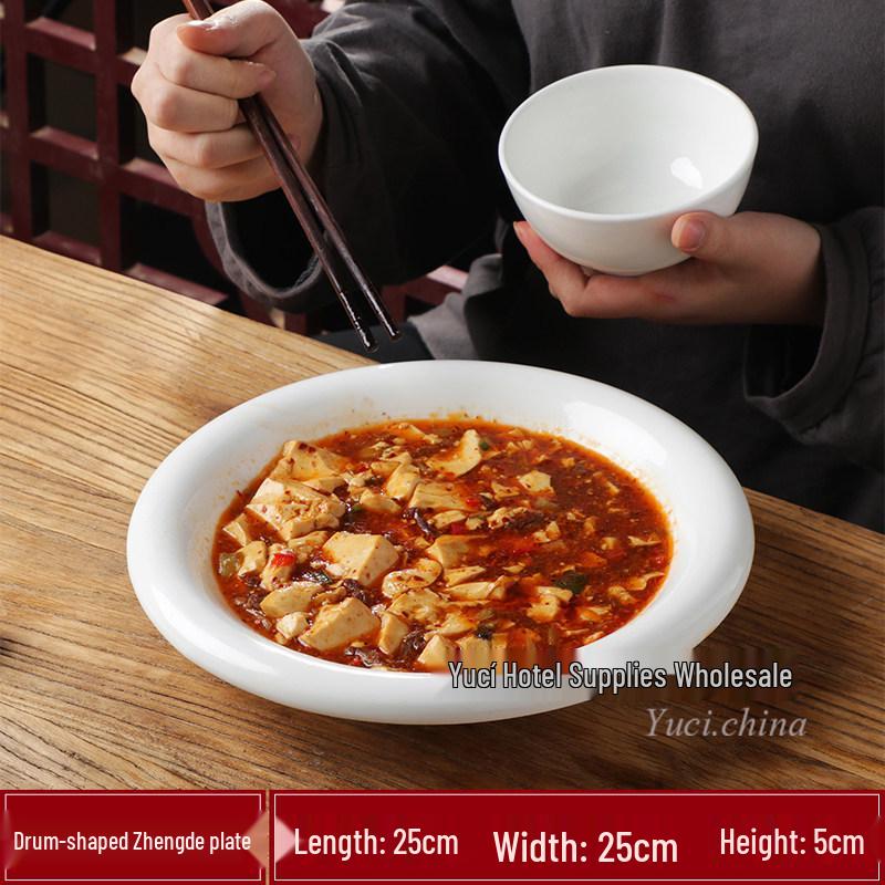 Ceramic Pure White Irregular Wok Pan Fish Plate - Cold & Hot Dish Oven Safe.