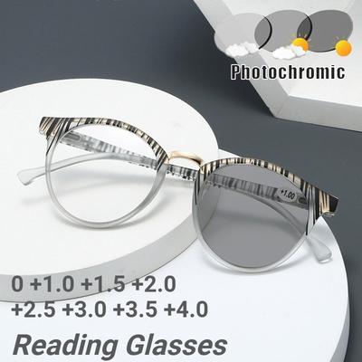 Hochauflösende photochrome Blaulicht-Lesebrille Ultraleicht Altersweitsicht Brille Unisex Dioptrien 0 bis +4,0
