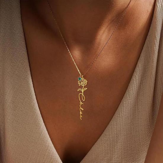 Birth Flower Necklace Women Flower Pendant Necklace Birth Month Flower Necklace Mother's Day Birthday Gift for Mom Sister Best Friend Her