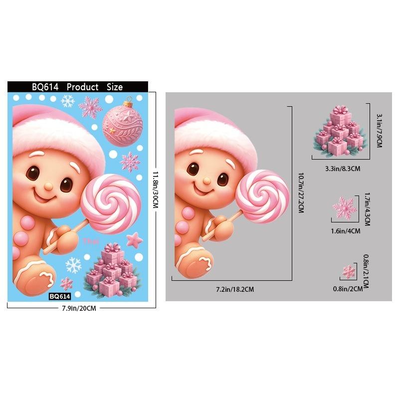 

Розовый Санта Клаус Рождественские наклейки на окна Милый олень Пряничный человечек Наклейка на стену Домашнее украшение Декаль Ноэль Керст Навидад A6