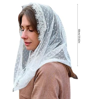 Elegantes Russisches Spitzen-Schleier-Mantilla-Schleier für die Katholische Kirche Vintage Durchsichtige Kopfbedeckung Hochzeit Brautschleier Kopftuch