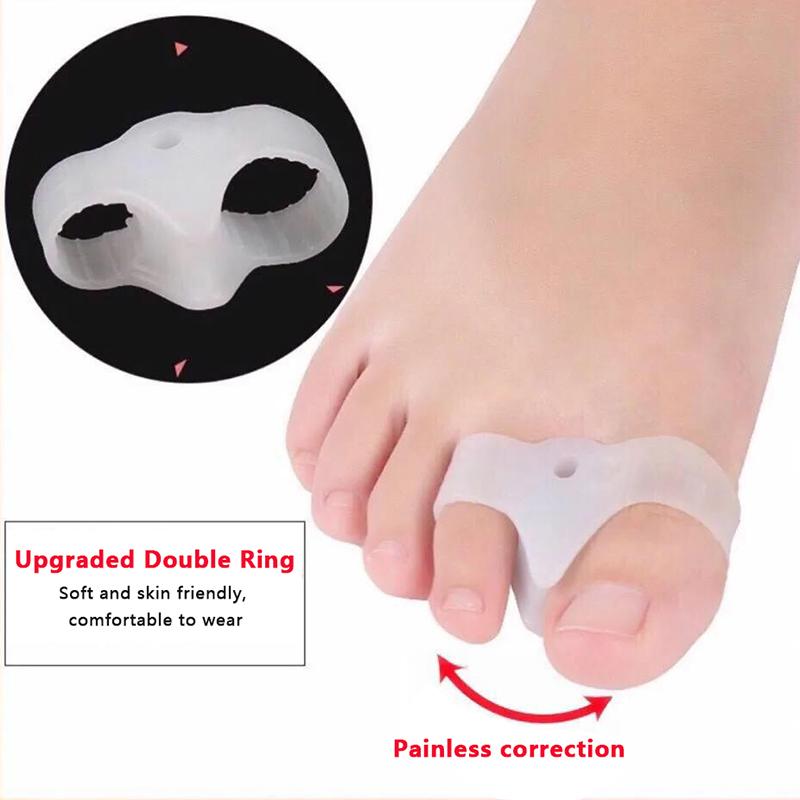 2Pcs Silicone Gel Double Ring Thumb Corrector Bunion Foot Toe  Protector Separator Finger Straightener Adjuster