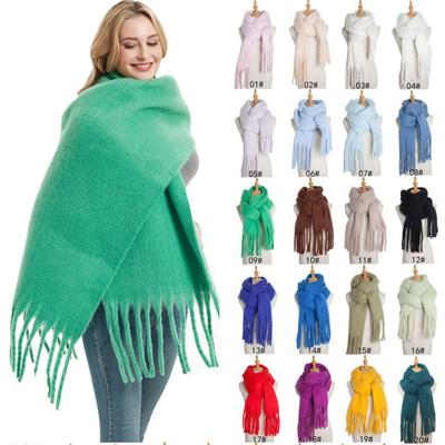 Thick Beard Thickened Solid Color Scarf Grass Green Women's Shawl Long Tassel