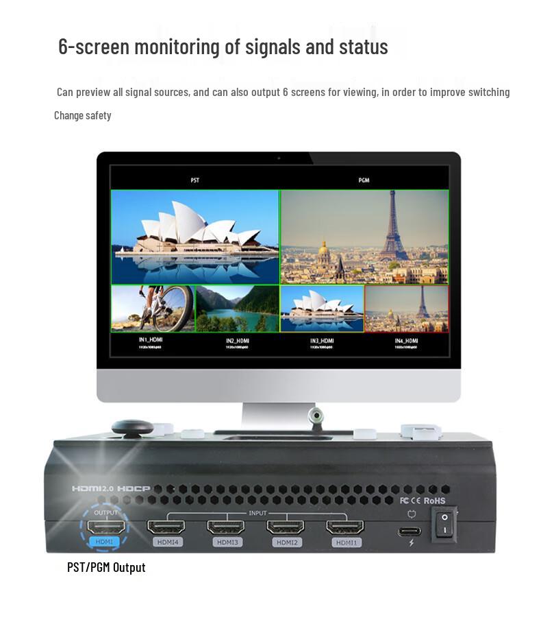 Jia Shi Ying Mini Pro HDMI Switcher: 4-way Director Live Broadcast Machine with Touch Screen & Picture-in-Picture