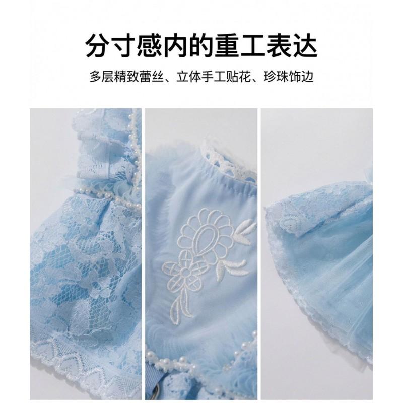 Lightweight Lace Cat Dress Small Dogs Cats Breathable Pet Outfit In Blue Pink XS To XL