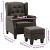 Armchair with Footstool Taupe Fabric