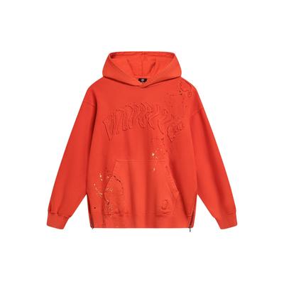 Li Ning Badfive Serie Kapuzenpullover Lässiges Sport Langarm Sweatshirt Herren Sweatshirt Phönix-Orange AWDU097-2