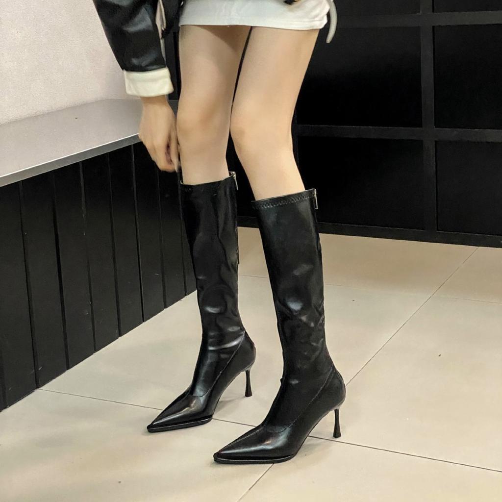 2025 autumn new European and American pointed head thin heel high heel temperament French fashion sexy beautiful women boots