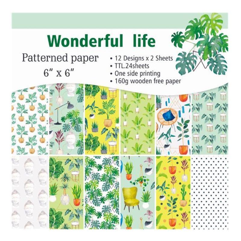 

24 Sheets Wonderful Life Craft Paper Pads Cutting Dies Background Origami Scrapbooking Card Making 1 set