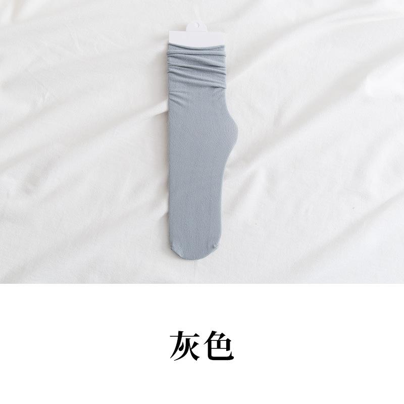 Velvet Socks for Girls, New Summer Style, Thin Ice Silk Socks, Solid Color Mid-calf Socks, Dopamine Socks
