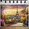 Paris Eiffel Tower Sunset Scene Banner Background Suitable for Birthday Parties Home Decoration Photography Background Cloth