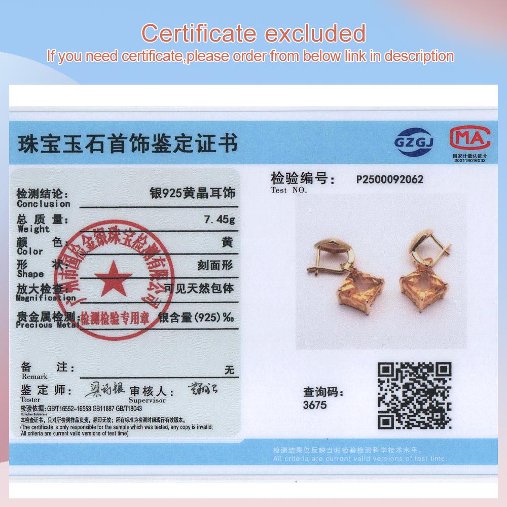 Matte design yellow 925 sterling silver vintage earrings natural Citrine gemstone fine jewelry for women's anniversary gift