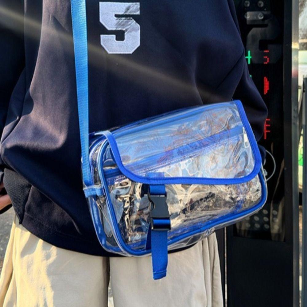 Zipper Crossbody Bag Transparent Tote Handbag Simple Fashion Shoulder Bag  Festivals