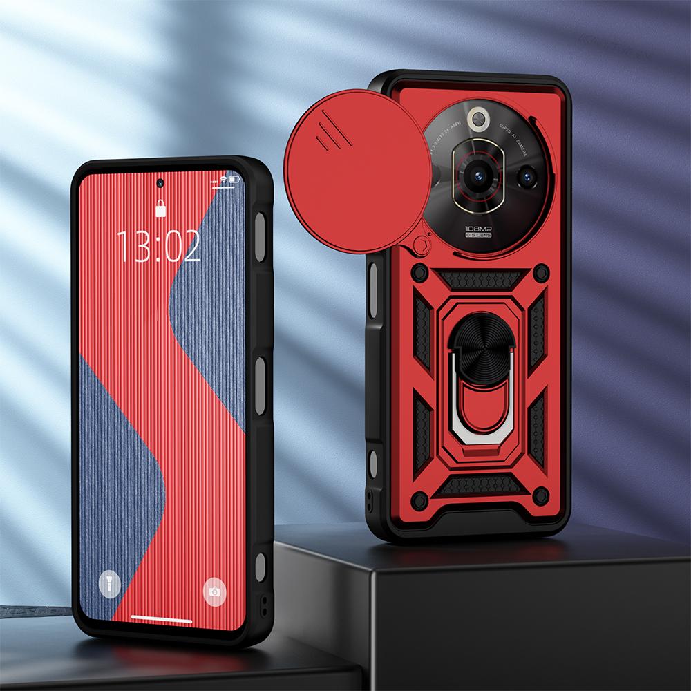 KEYSION Wstrząsoodporne etui na ZTE nubia Focus Pro 5G z przesuwaną osłoną obiektywu aparatu, pierścieniem ochronnym i podstawką, pokrowiec na telefon dla nubia Focus Pro 5G