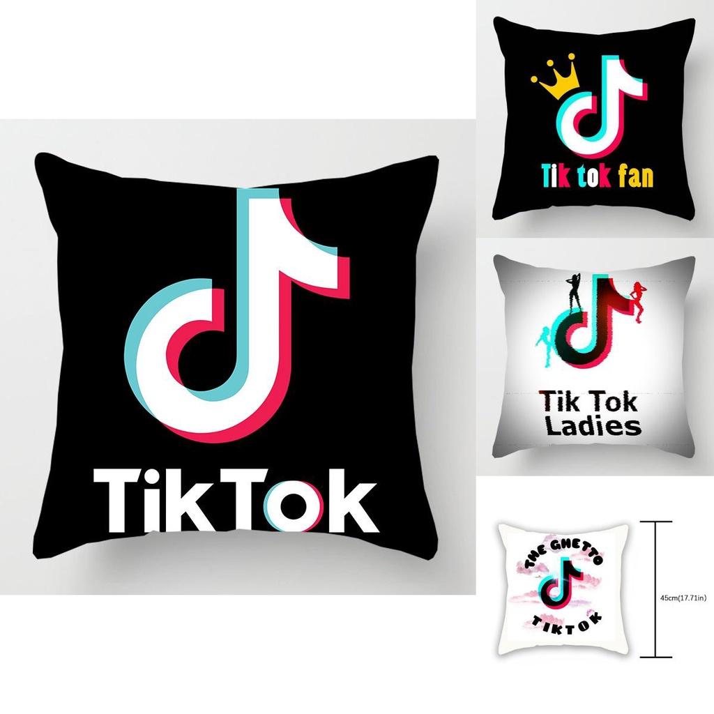 Tiktok Pattern Decorative Cushion Cover Soft Pillow Case For Home And Car 18inch