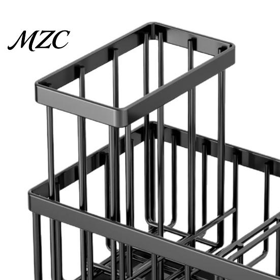 Soap And Knife Holder Sink Caddy Organizer with Drain Tray, Durable Carbon Steel Sponge Holder, Space Saving Rack Detachable for Dishwashing Brushes