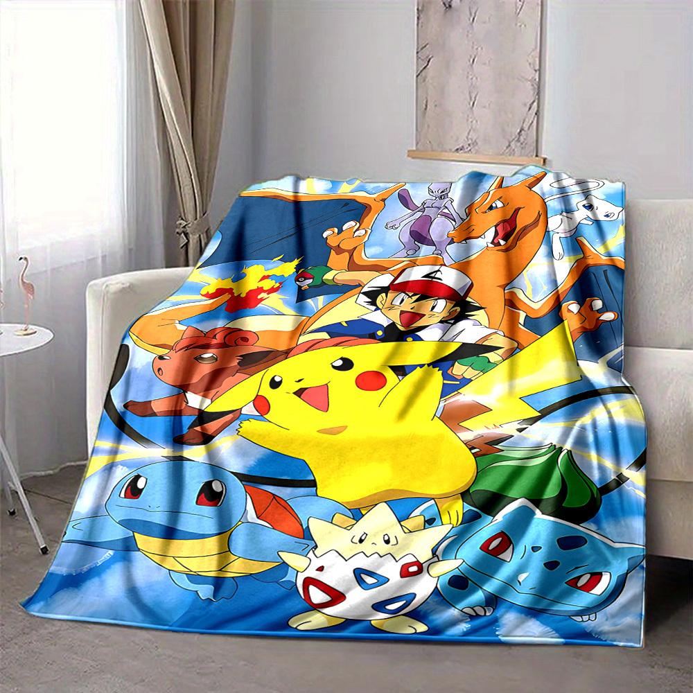

1pc Pokemon Characters Cozy Print Blanket - Lightweight Warm Flannel Throw 80x120cm