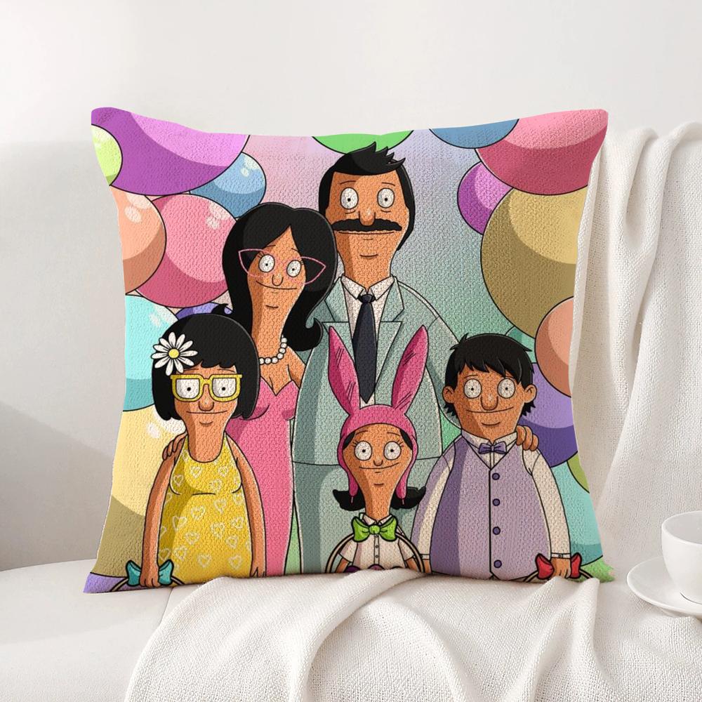 B-Bobs B-Burgers Cushion Cover Summer Coolness Linen Fabric Double-Sided Printing Pillow Case Sofa Home Decor Gift