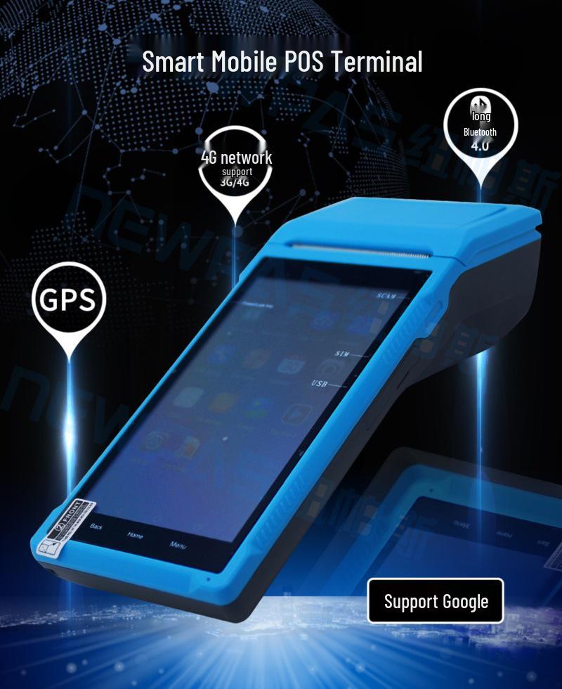 Smart Handheld PDA with 58mm Thermal Bluetooth Printer, SIM Card, WiFi, GPS Support