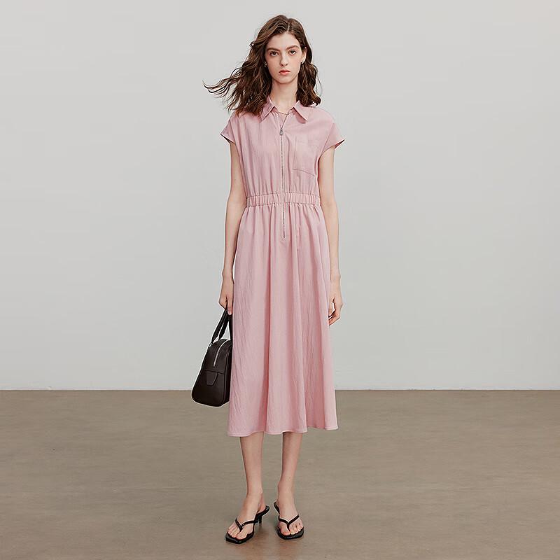 Chuyu Women's 2025 Textured Polo Neck Sleeveless Shirt Dress