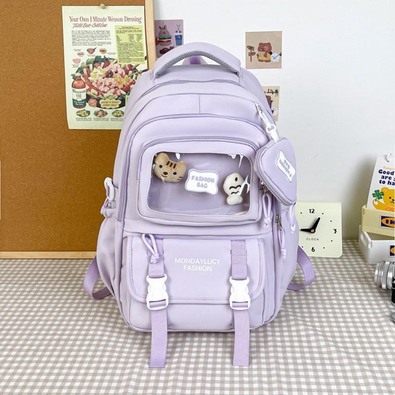 Spring New Student Backpack Japanese Solid Color Small Fresh Junior and Senior High School Student Bag Large Capacity Backpack.
