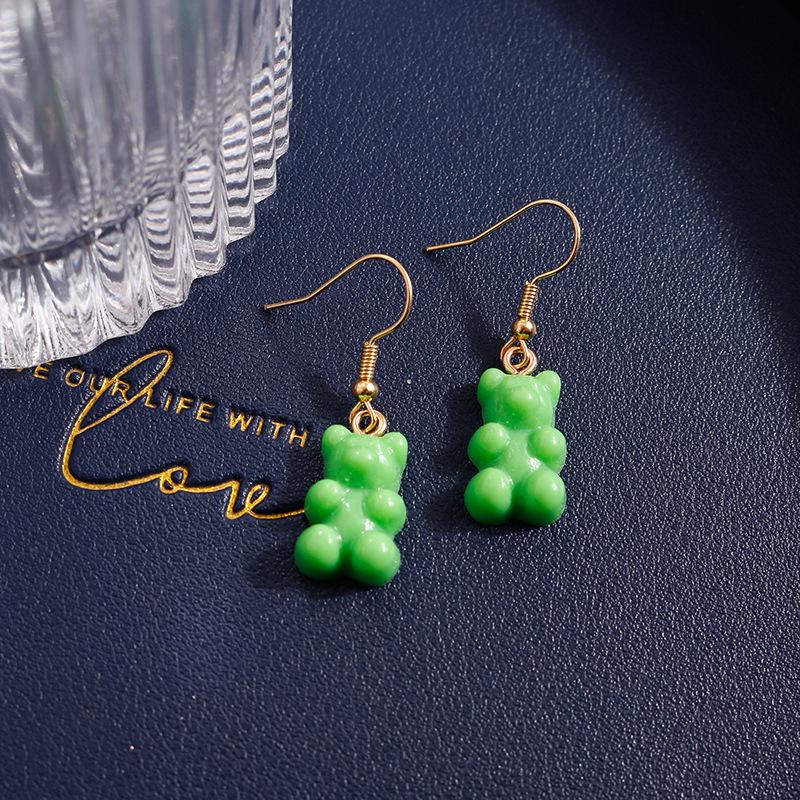 Cute Candy Color Gummy Bear Drop Earrings for Women Girls Handmade Kid's Party Jewelry Gift