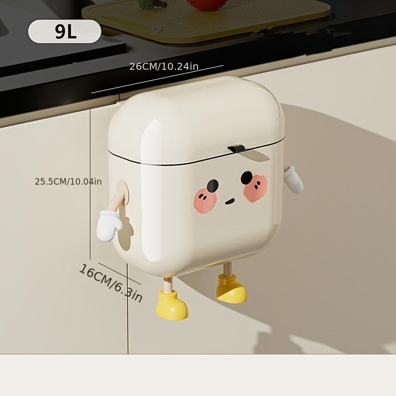 

Household High Appearance Level Large Capacity Lovely Wind Wall Hanging Trash Can Kitchen Bathroom Narrow Slit Waterproof Trash Can with Lid 9L