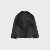 Women's Black Imitation Leather Lamb Wool Coat - Autumn/Winter 2024 Collection
