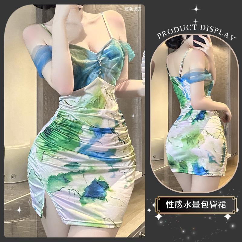 Pure desire sexy suspender sexy underwear new summer spice girl style printing tight and thin nightclub hip skirt women