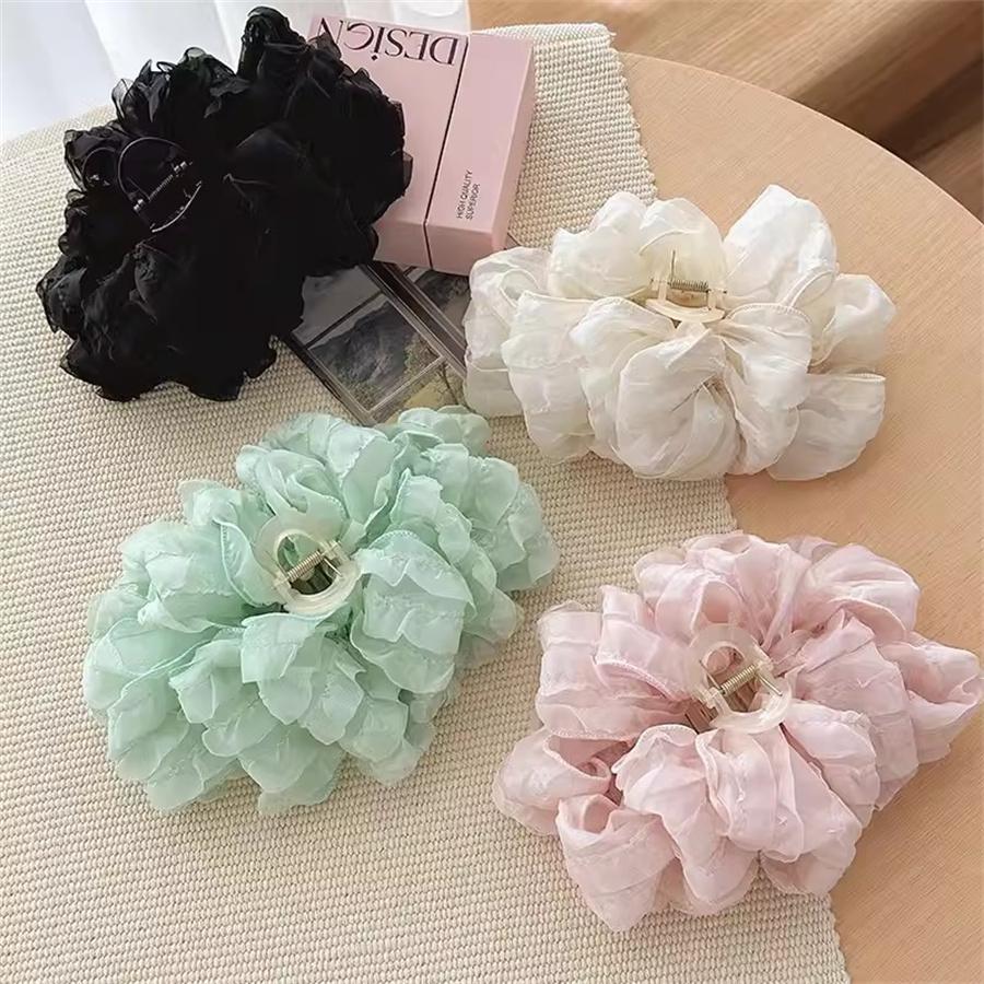 Fashion Large-size Multi-layer Bow Scratching Headdress High-quality Flower Mesh Shark Clip  New Headband Hair Accessories