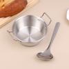 304 Stainless Steel Tableware Set - Silver Instant Noodle Bowl, Korean Rice Wine Bowl, Double-Handle Ladle & Salad Snack Basket
