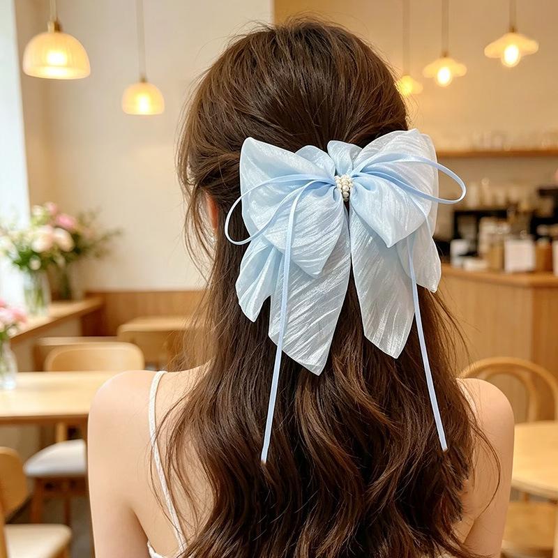 Pinza de Chifón Floral Hecha a Mano para Coleta de Cabello Voluminoso