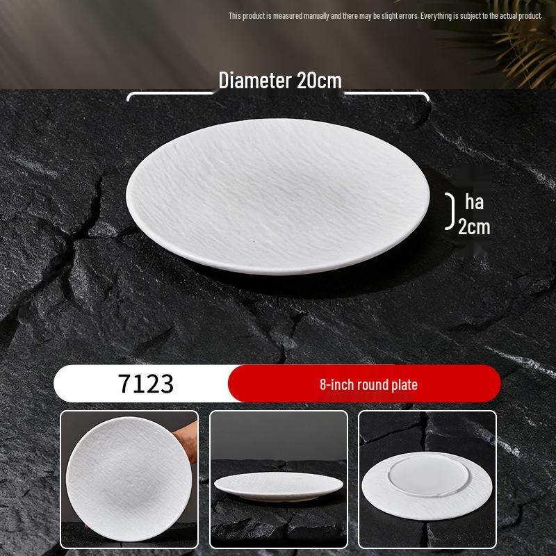 Assiette Plate Blanche Imitation Porcelaine en Mélamine - Ronde Buffet, Fondue, Dessert, Steak, Vaisselle d'Hôtel Commerciale.