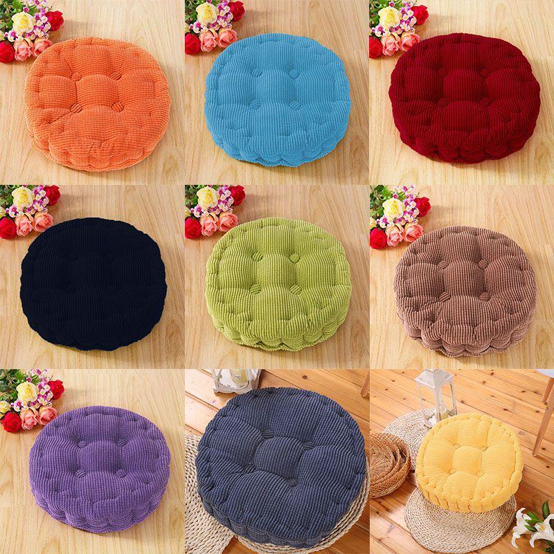 Luxuriöses rundes Kissen aus Kord für Terrasse, Auto, Büro und Sofa