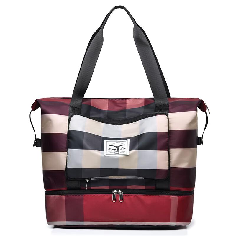 

Foldable Plaid Oxford Travel & Gym Bag