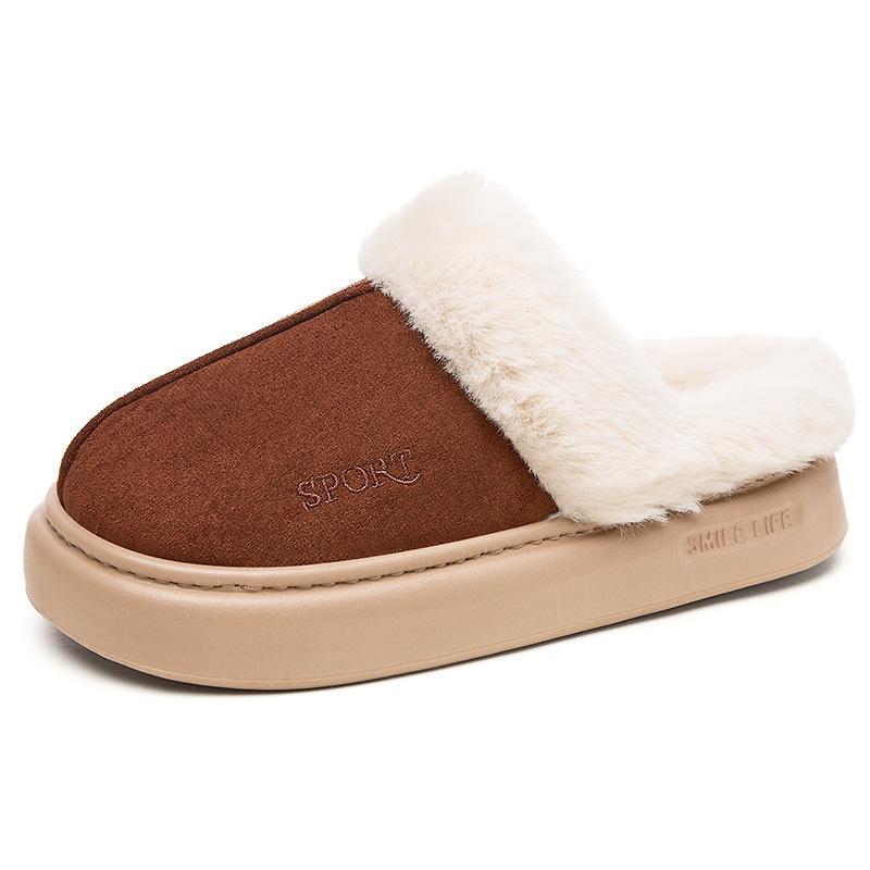 Women's Plush Lining Cotton Shoes-One Foot Stirrup Soft Sole Slippers Home Outdoor Slippers Thickened Warm Lightweight Comfortable Shoes