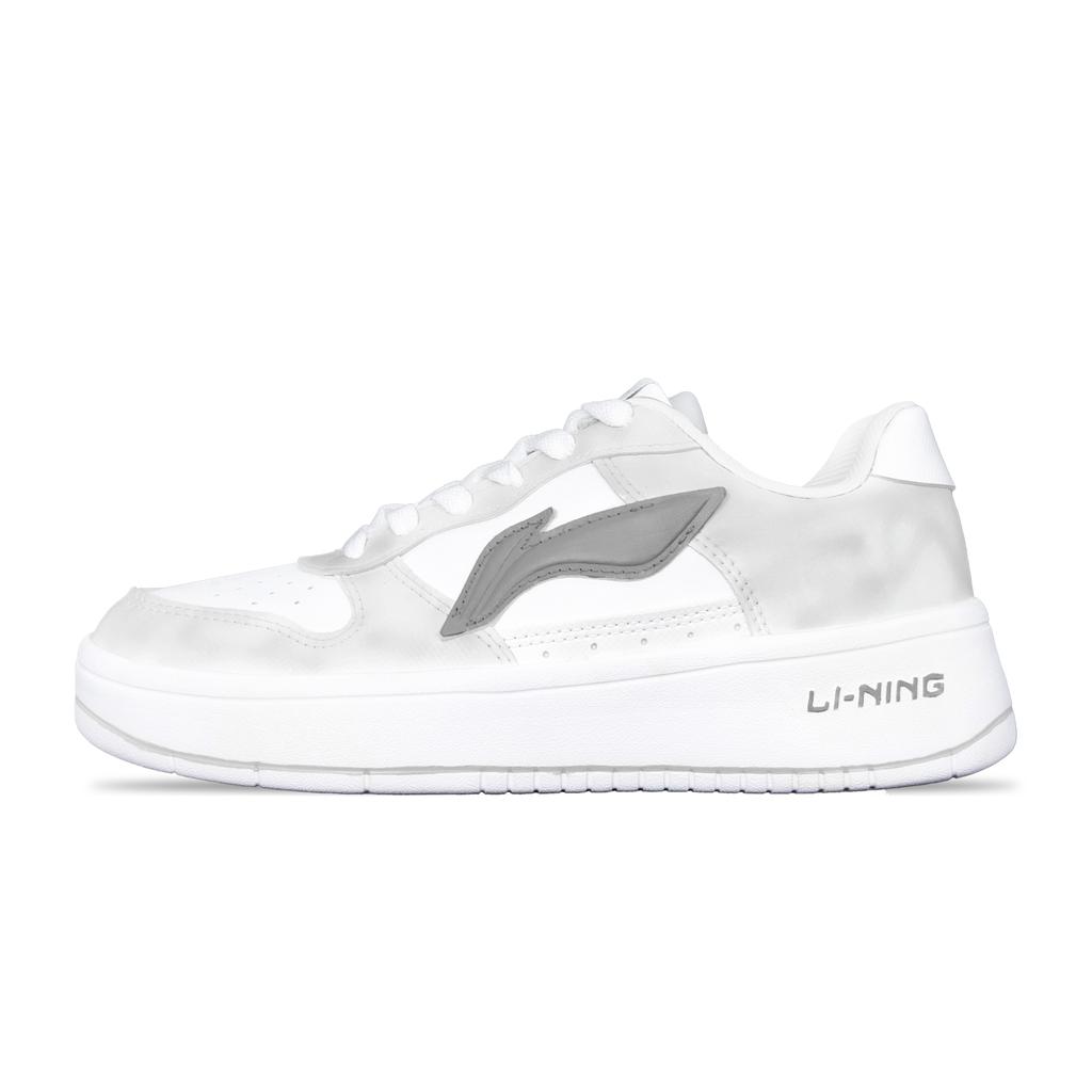 Li Ning Floating Boat Cushioning Abrasion Resistant Slip Resistant Low top Skateboard Shoes Unisex White Gray AGCS420-6(Team1470-)