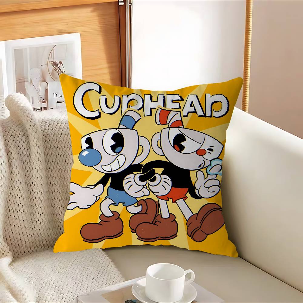 SÖT Tecknad C-CupheadS Kuddfodral Avtagbart Tvättbart Kuddfodral – Mjukt Linne för Alla Årstider