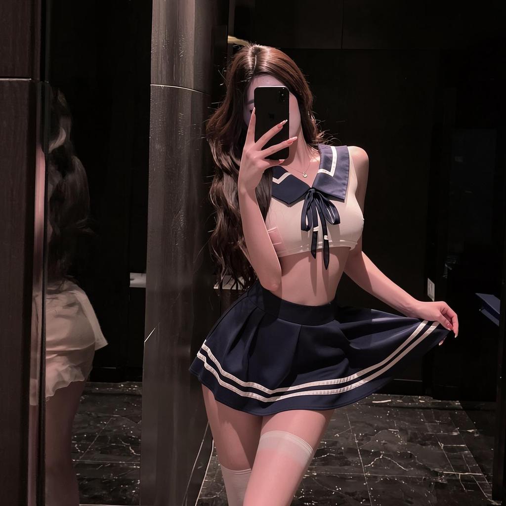 Plus Size Sexy Sailor Schoolgirl Costume Lingerie Set