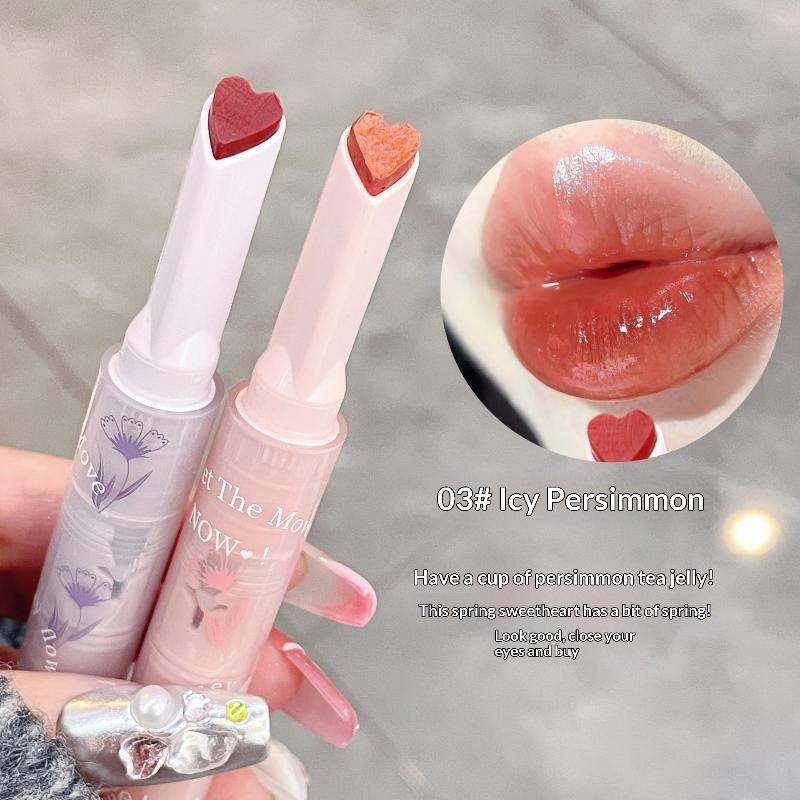 Water-Light Lip Glaze Mirror Glitter Lip Tint Long Lasting Moisturising Love Heart Shape Solid Lipstick Pen Lips Makeup Cosmetic
