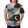 Men's Halloween Print Medical Scrub Top V Neck Pocket Design Comfortable Fit Daily Workwear for Healthcare Professionals