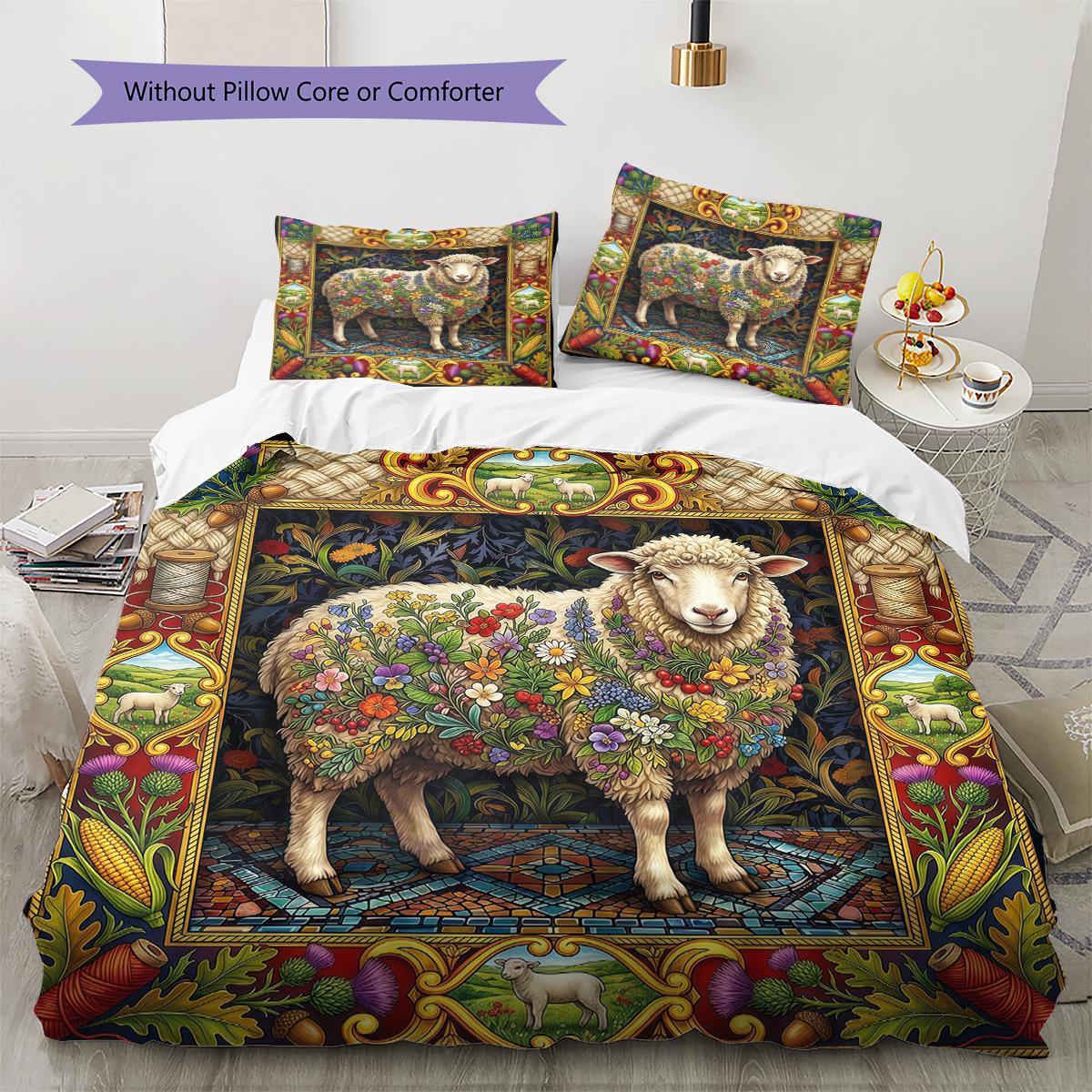 

Floral Art Animals Pattern Bedding,Quilt Set Quilt Cover Pillowcase Home Birthday Gift (1 * duvet cover + 2 * pillowcase, without core) 135x200cm