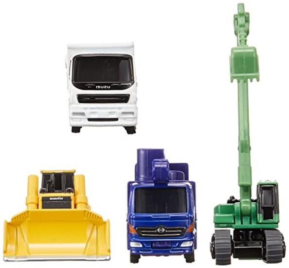 Takara Tomy Tomica Construction Vehicle Set 5 Miniature Car Toy Ages 3 Up Compliant Safety Standards Certified ST Mark.