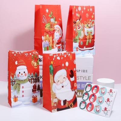 Christmas Kraft Paper Gift Bags Santa Claus Candy Cookie Treat Box Packaging Bag  Xmas Party Home Decor Supplies