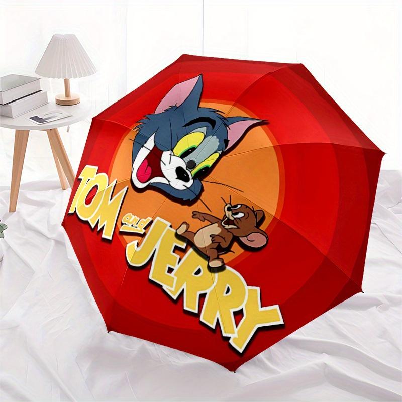 1pc Tom Jerry Automatic Open/close Umbrella, Heavy-Duty Iron Frame, Folding Portable Design, Travel, Everyday Use160