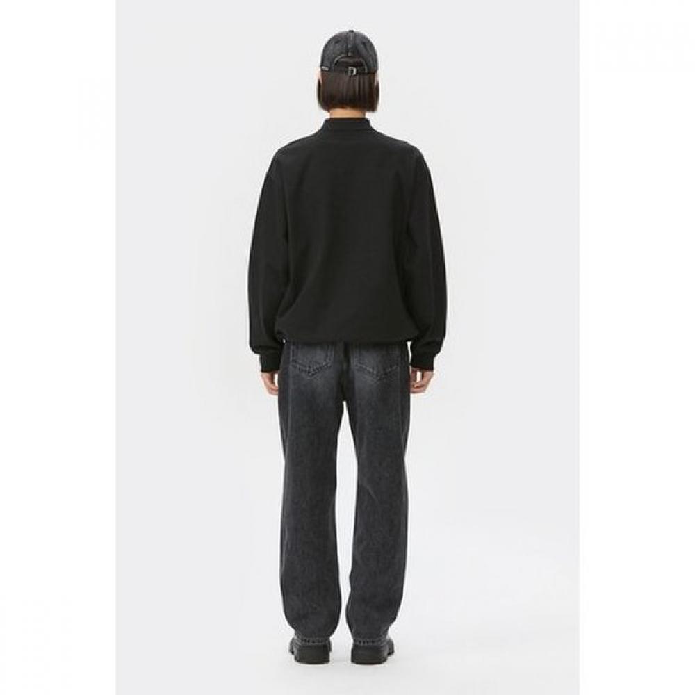 Customellow Black Oversized Lip Color Polo Long Sleeve Sweatshirt Cwtaw25611bkx