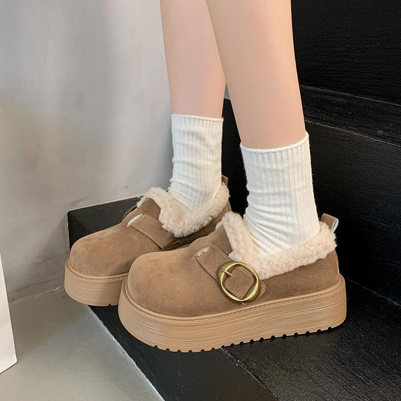 Women's Large Size Thick Sole Soft Sole Winter Warm Fur Snow Boots Padded Lined Ankle Boots Anti-slip Hiking Sports Cotton Boots