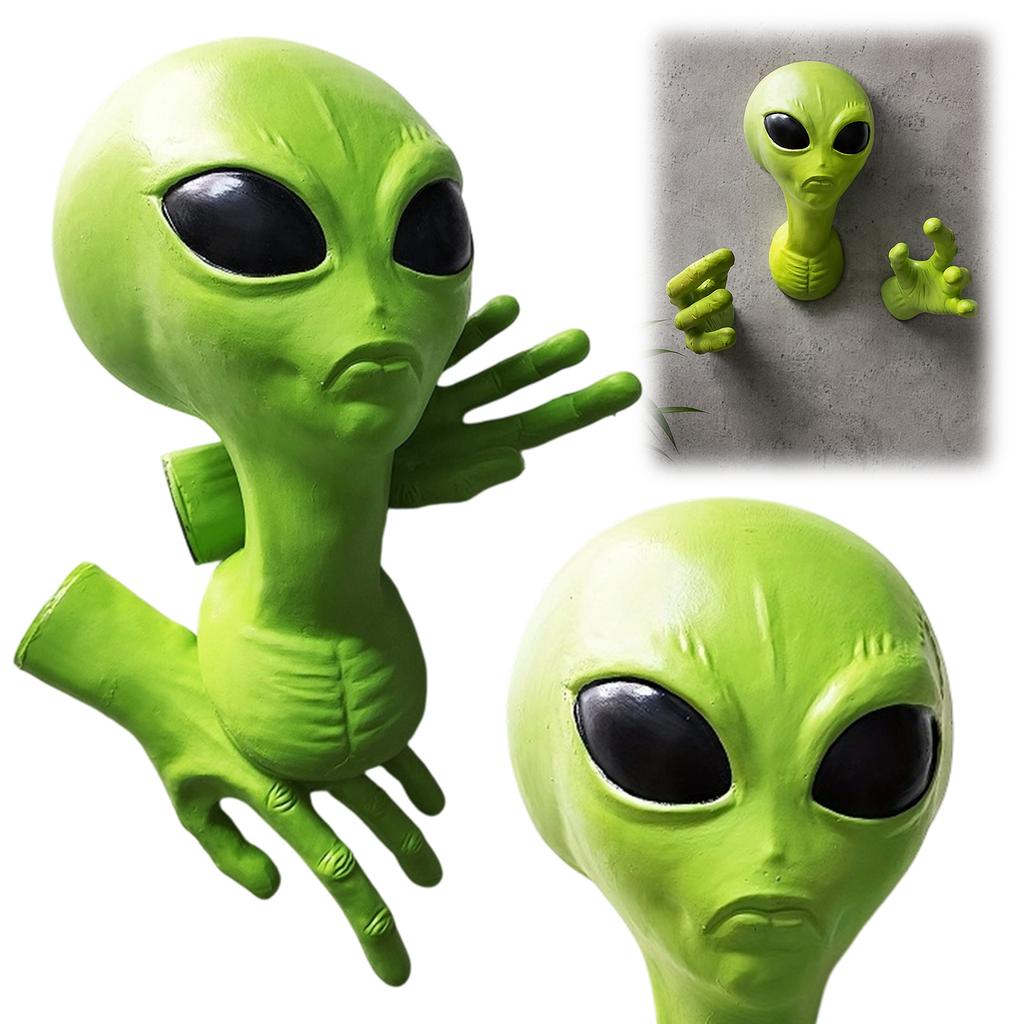 3D Latex Alien Head Hand Funny Green Wall Decor Sci-fi Novelty Hanging Home Party Room Prop