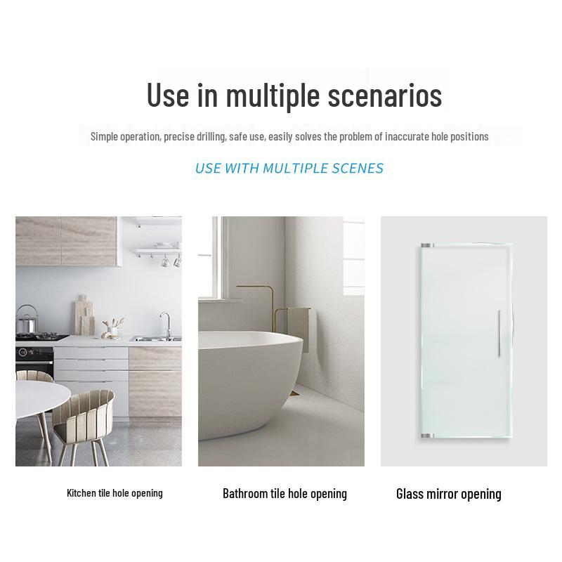 Glass and Tile Drill Bit Locator with Suction Cup and Vertical Fixer